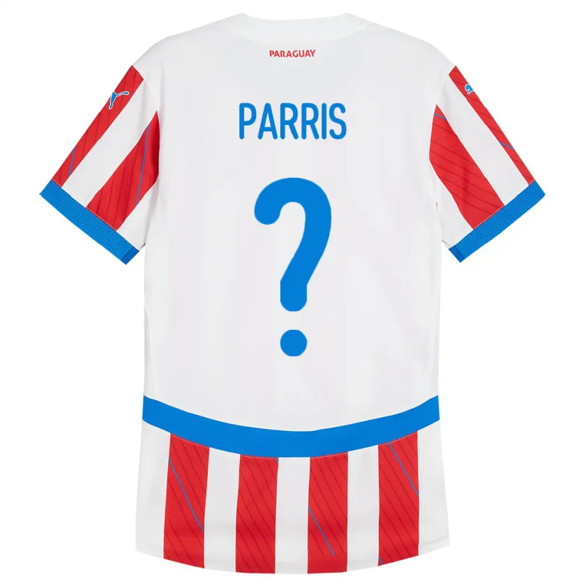 Danxen Børn Paraguay Mattías Parris #0 Hvid Rød Hjemmebane Spillertrøjer 24-26 Trøje T-Shirt