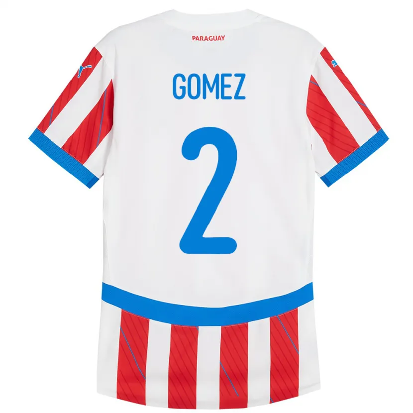 Danxen Børn Paraguay Rodrigo Gómez #2 Hvid Rød Hjemmebane Spillertrøjer 24-26 Trøje T-Shirt