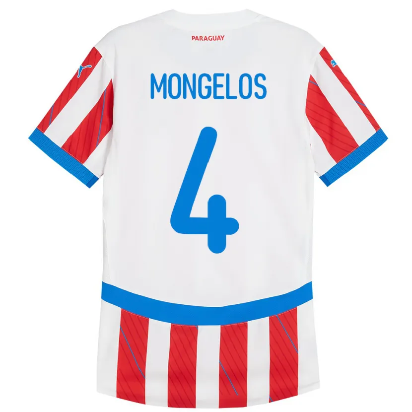 Danxen Børn Paraguay Rolando Mongelós #4 Hvid Rød Hjemmebane Spillertrøjer 24-26 Trøje T-Shirt