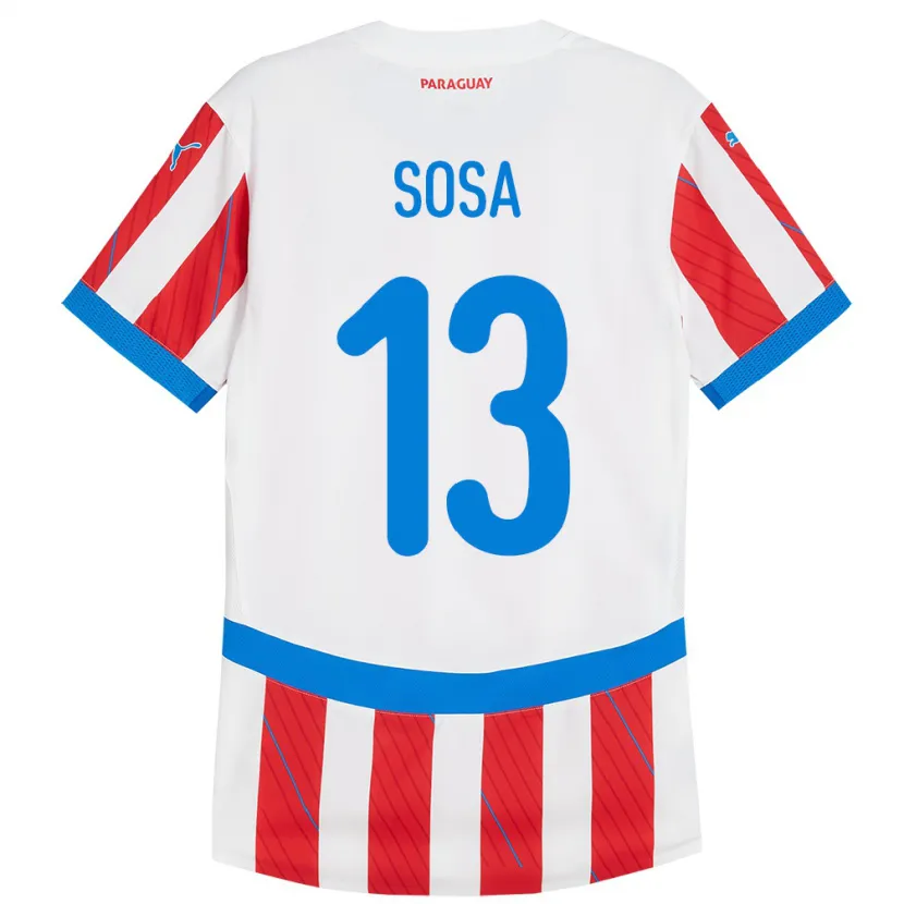 Danxen Børn Paraguay Alex Sosa #13 Hvid Rød Hjemmebane Spillertrøjer 24-26 Trøje T-Shirt