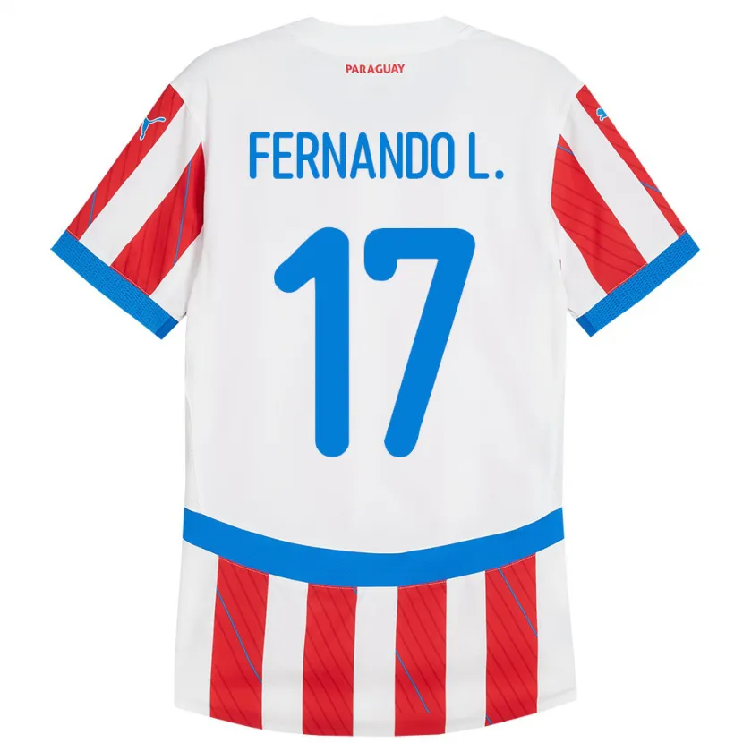 Danxen Børn Paraguay Fernando Leguizamón #17 Hvid Rød Hjemmebane Spillertrøjer 24-26 Trøje T-Shirt