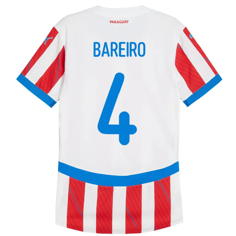 Danxen Børn Paraguay Daysy Bareiro #4 Hvid Rød Hjemmebane Spillertrøjer 24-26 Trøje T-Shirt