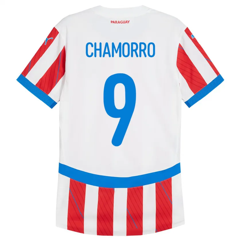 Danxen Børn Paraguay Lice Chamorro #9 Hvid Rød Hjemmebane Spillertrøjer 24-26 Trøje T-Shirt