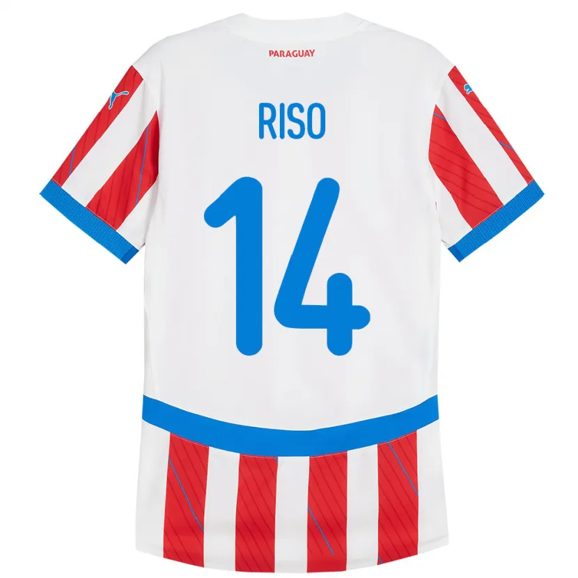 Danxen Børn Paraguay Tania Riso #14 Hvid Rød Hjemmebane Spillertrøjer 24-26 Trøje T-Shirt