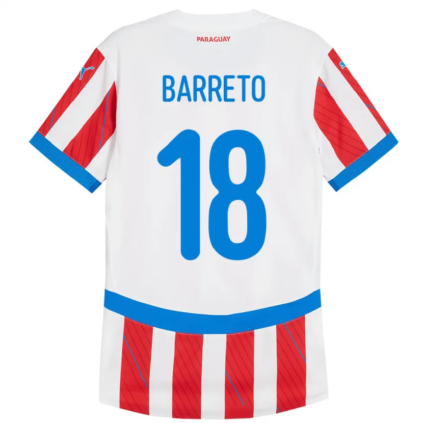 Danxen Børn Paraguay Liz Barreto #18 Hvid Rød Hjemmebane Spillertrøjer 24-26 Trøje T-Shirt