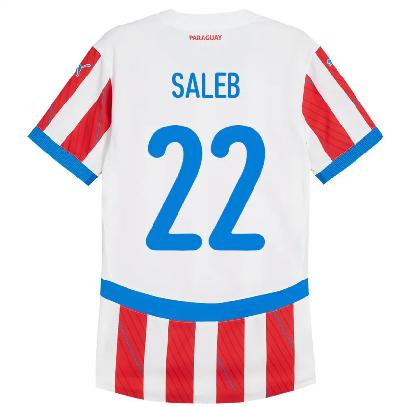 Danxen Børn Paraguay Gloria Saleb #22 Hvid Rød Hjemmebane Spillertrøjer 24-26 Trøje T-Shirt