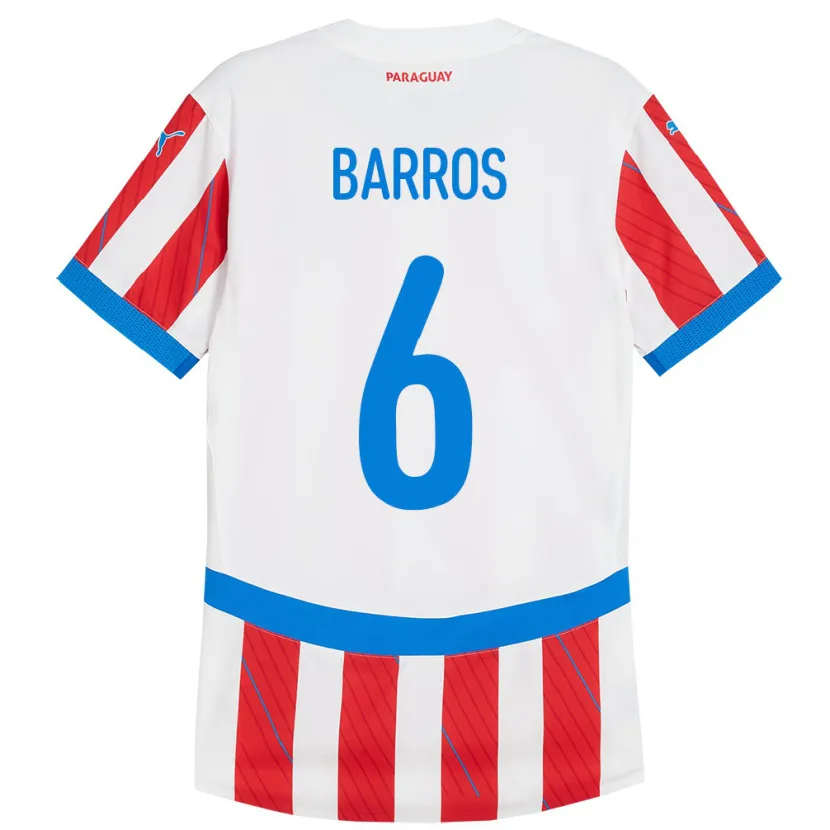 Danxen Børn Paraguay Natalia Barros #6 Hvid Rød Hjemmebane Spillertrøjer 24-26 Trøje T-Shirt