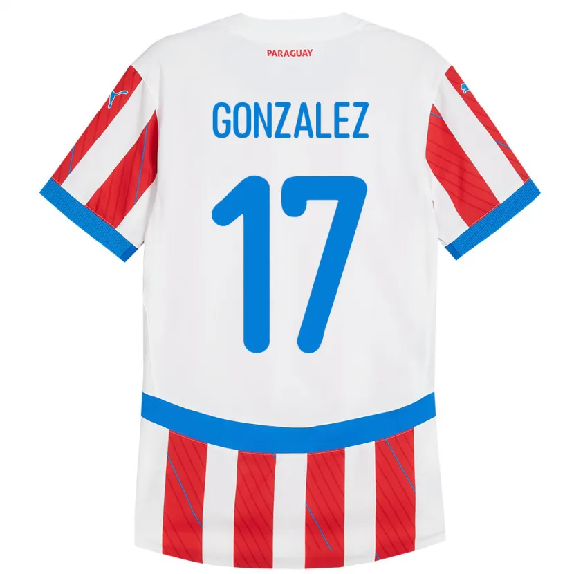 Danxen Børn Paraguay Lourdes González #17 Hvid Rød Hjemmebane Spillertrøjer 24-26 Trøje T-Shirt