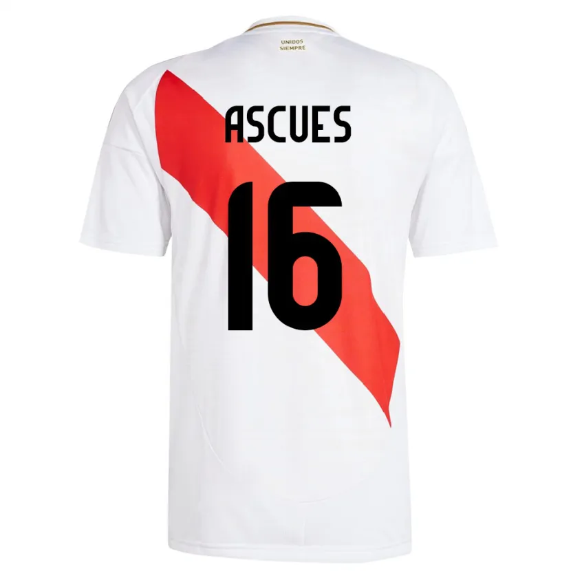 Danxen Børn Peru Carlos Ascues #16 Hvid Hjemmebane Spillertrøjer 24-26 Trøje T-Shirt