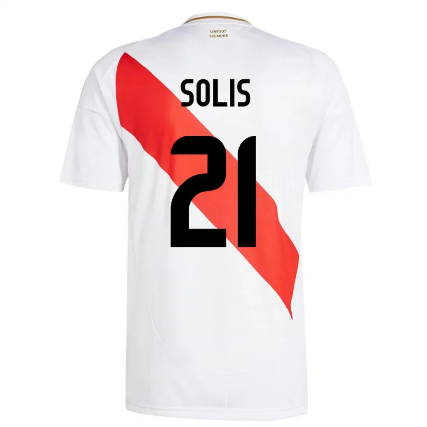 Danxen Børn Peru Renato Solís #21 Hvid Hjemmebane Spillertrøjer 24-26 Trøje T-Shirt