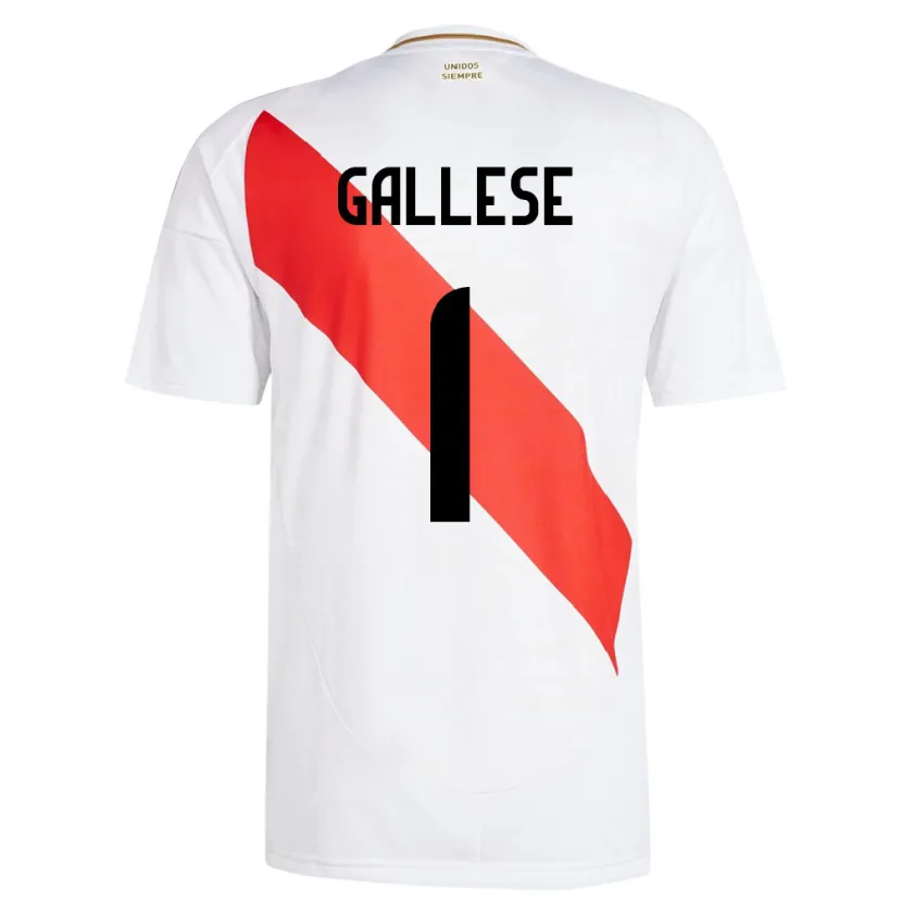 Danxen Børn Peru Pedro Gallese #1 Hvid Hjemmebane Spillertrøjer 24-26 Trøje T-Shirt