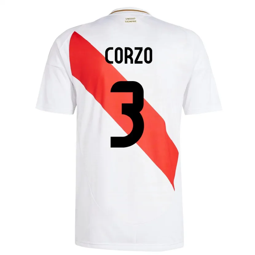 Danxen Børn Peru Aldo Corzo #3 Hvid Hjemmebane Spillertrøjer 24-26 Trøje T-Shirt