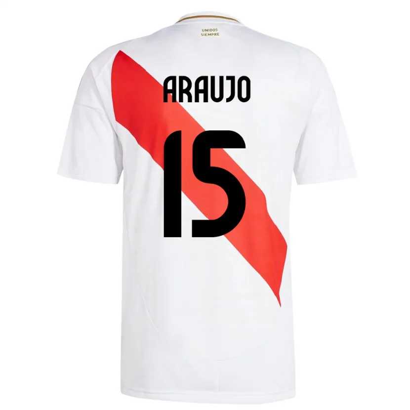 Danxen Børn Peru Miguel Araujo #15 Hvid Hjemmebane Spillertrøjer 24-26 Trøje T-Shirt