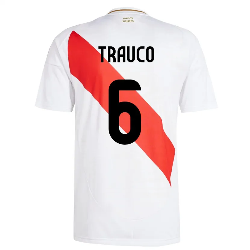 Danxen Børn Peru Miguel Trauco #6 Hvid Hjemmebane Spillertrøjer 24-26 Trøje T-Shirt