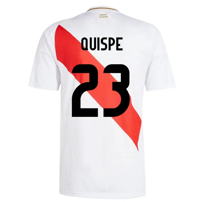 Danxen Børn Peru Piero Quispe #23 Hvid Hjemmebane Spillertrøjer 24-26 Trøje T-Shirt