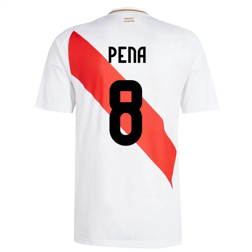 Danxen Børn Peru Sergio Peña #8 Hvid Hjemmebane Spillertrøjer 24-26 Trøje T-Shirt