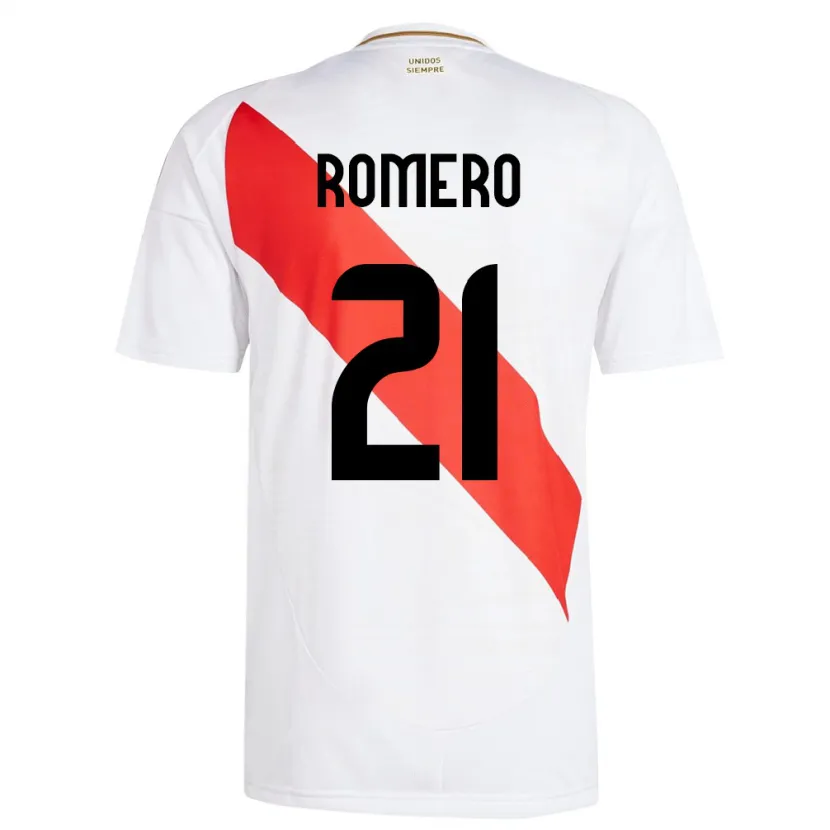 Danxen Børn Peru Diego Romero #21 Hvid Hjemmebane Spillertrøjer 24-26 Trøje T-Shirt