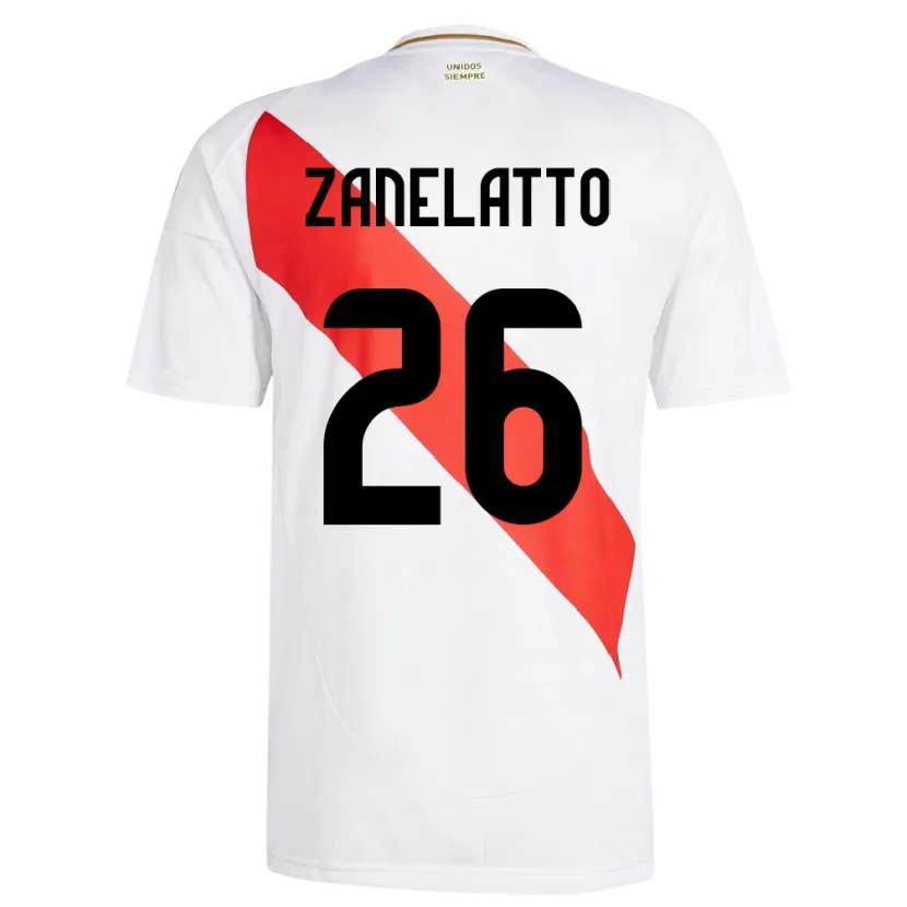 Danxen Børn Peru Franco Zanelatto #26 Hvid Hjemmebane Spillertrøjer 24-26 Trøje T-Shirt