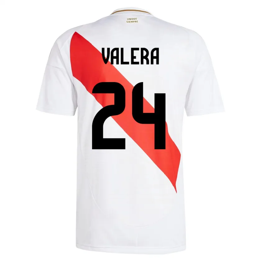 Danxen Børn Peru Álex Valera #24 Hvid Hjemmebane Spillertrøjer 24-26 Trøje T-Shirt