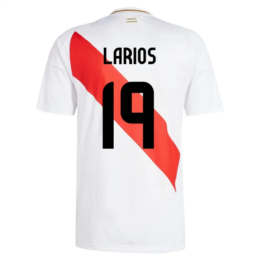 Danxen Børn Peru Guillermo Larios #19 Hvid Hjemmebane Spillertrøjer 24-26 Trøje T-Shirt