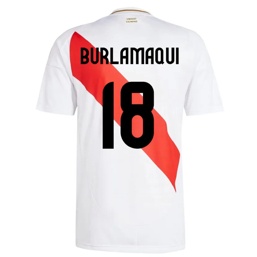 Danxen Børn Peru Alessandro Burlamaqui #18 Hvid Hjemmebane Spillertrøjer 24-26 Trøje T-Shirt