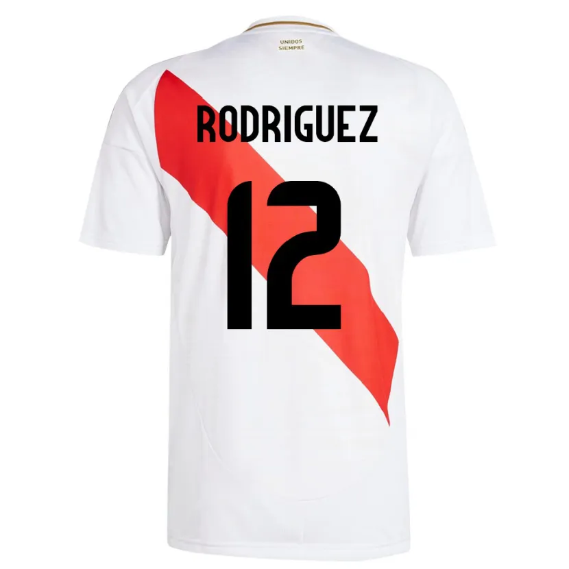 Danxen Børn Peru Jhefferson Rodríguez #12 Hvid Hjemmebane Spillertrøjer 24-26 Trøje T-Shirt