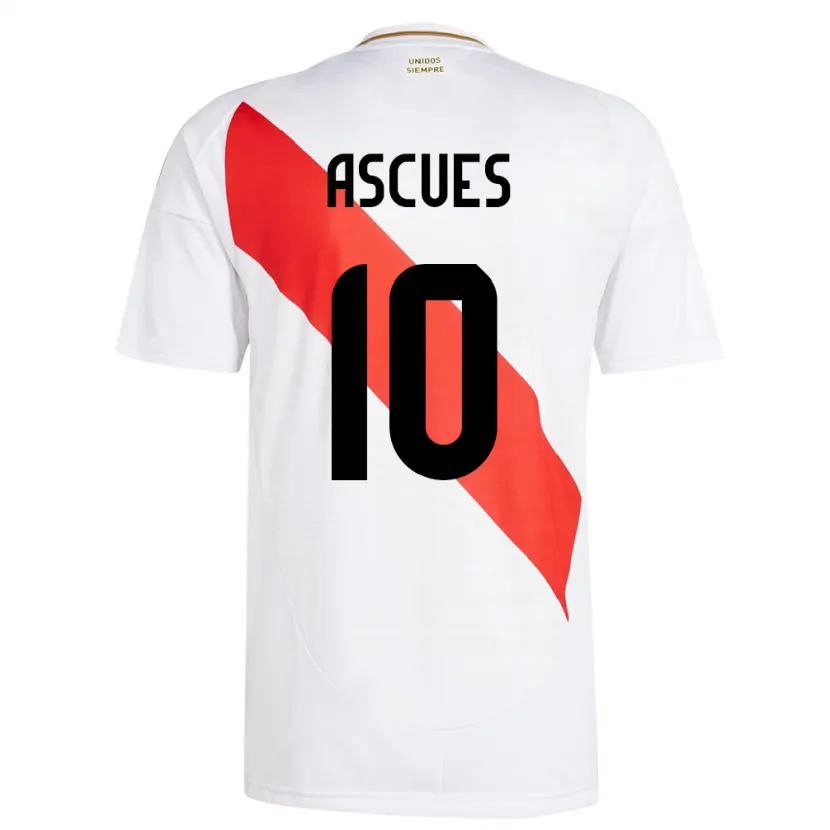 Danxen Børn Peru Adrián Ascues #10 Hvid Hjemmebane Spillertrøjer 24-26 Trøje T-Shirt