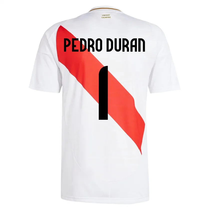 Danxen Børn Peru Juan Pedro Durán #1 Hvid Hjemmebane Spillertrøjer 24-26 Trøje T-Shirt