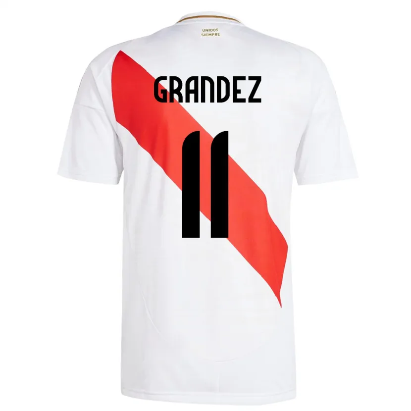 Danxen Børn Peru Guillermo Grández #11 Hvid Hjemmebane Spillertrøjer 24-26 Trøje T-Shirt