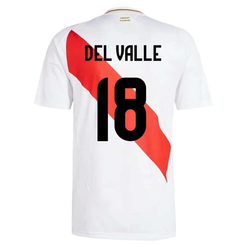 Danxen Børn Peru Yamir Del Valle #18 Hvid Hjemmebane Spillertrøjer 24-26 Trøje T-Shirt