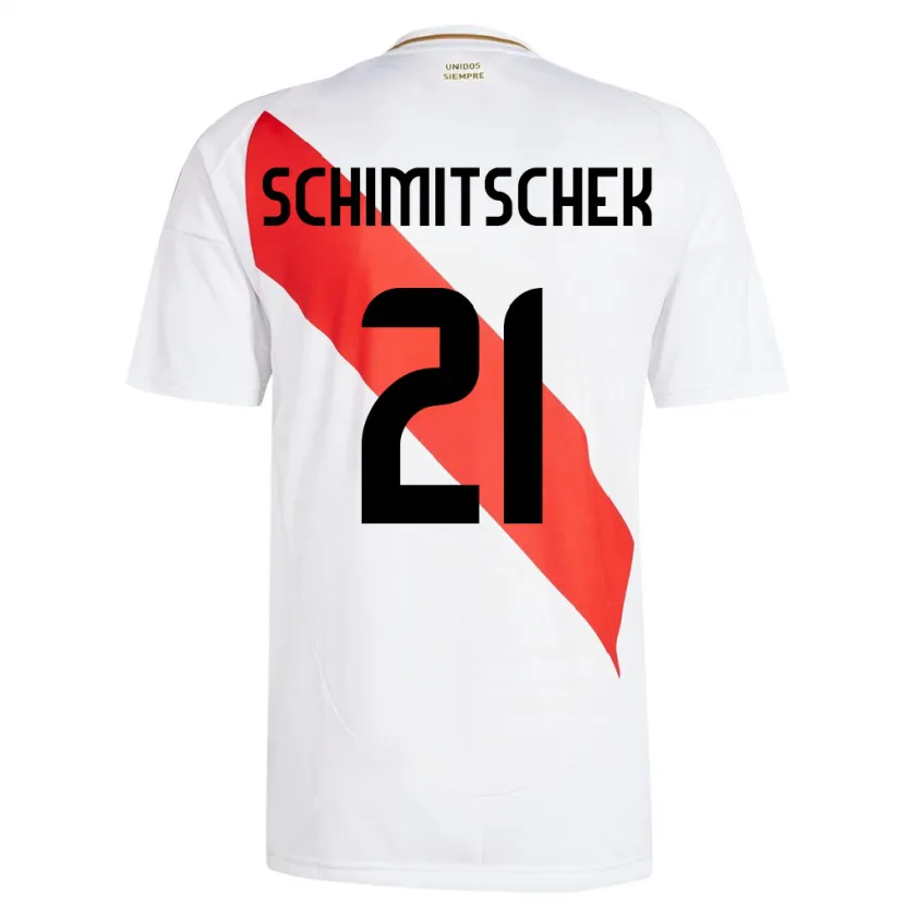 Danxen Børn Peru Ian Schimitschek #21 Hvid Hjemmebane Spillertrøjer 24-26 Trøje T-Shirt