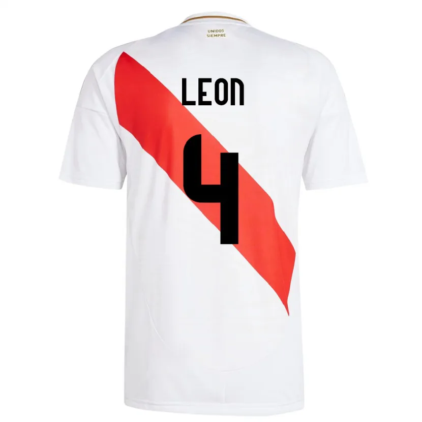 Danxen Børn Peru Mía León #4 Hvid Hjemmebane Spillertrøjer 24-26 Trøje T-Shirt