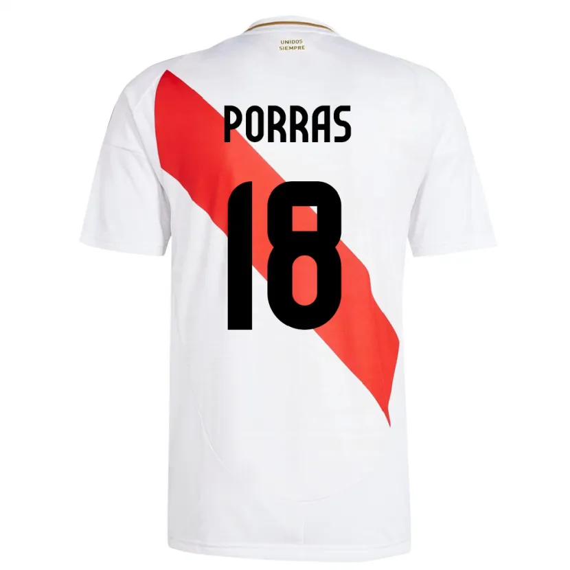 Danxen Børn Peru Sashenka Porras #18 Hvid Hjemmebane Spillertrøjer 24-26 Trøje T-Shirt