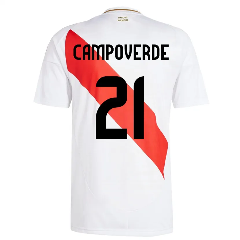 Danxen Børn Peru Luz Campoverde #21 Hvid Hjemmebane Spillertrøjer 24-26 Trøje T-Shirt