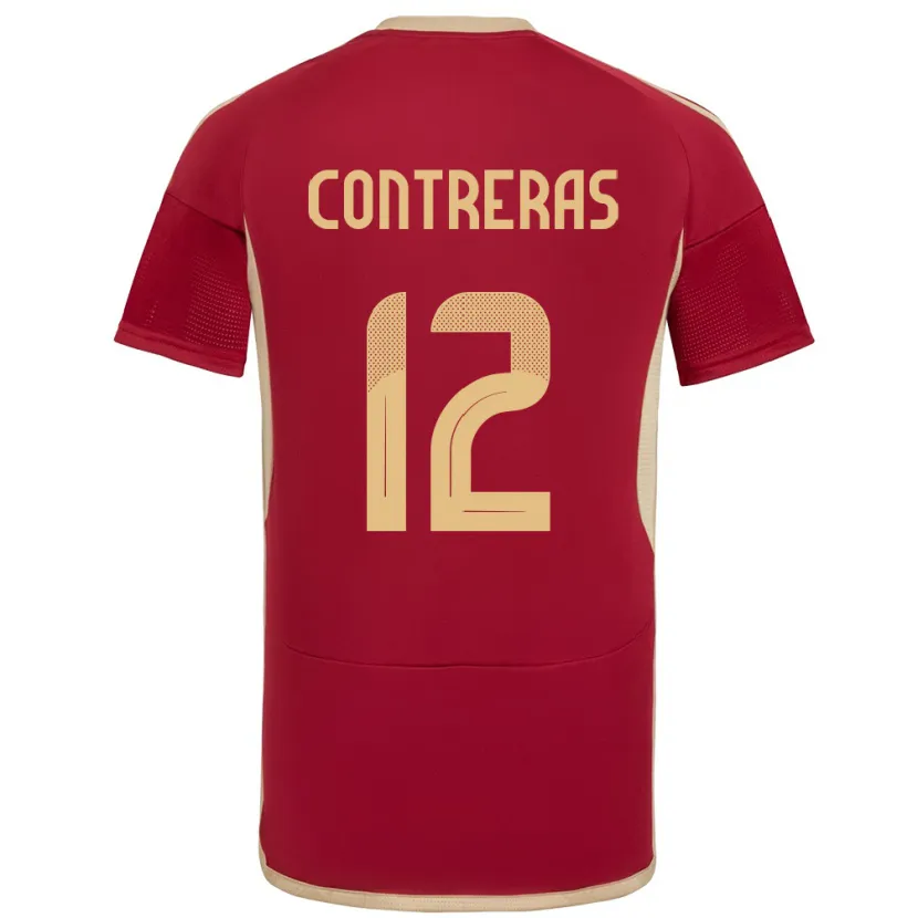 Danxen Børn Venezuela José Contreras #12 Bourgogne Hjemmebane Spillertrøjer 24-26 Trøje T-Shirt