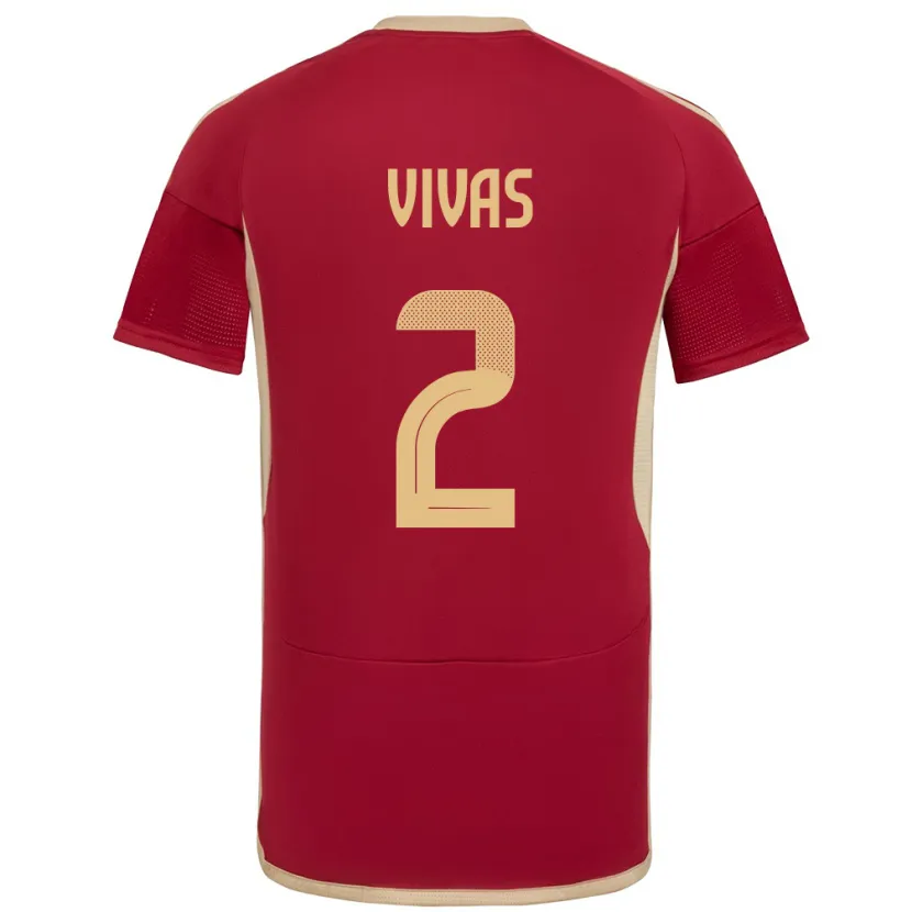 Danxen Børn Venezuela Carlos Vivas #2 Bourgogne Hjemmebane Spillertrøjer 24-26 Trøje T-Shirt