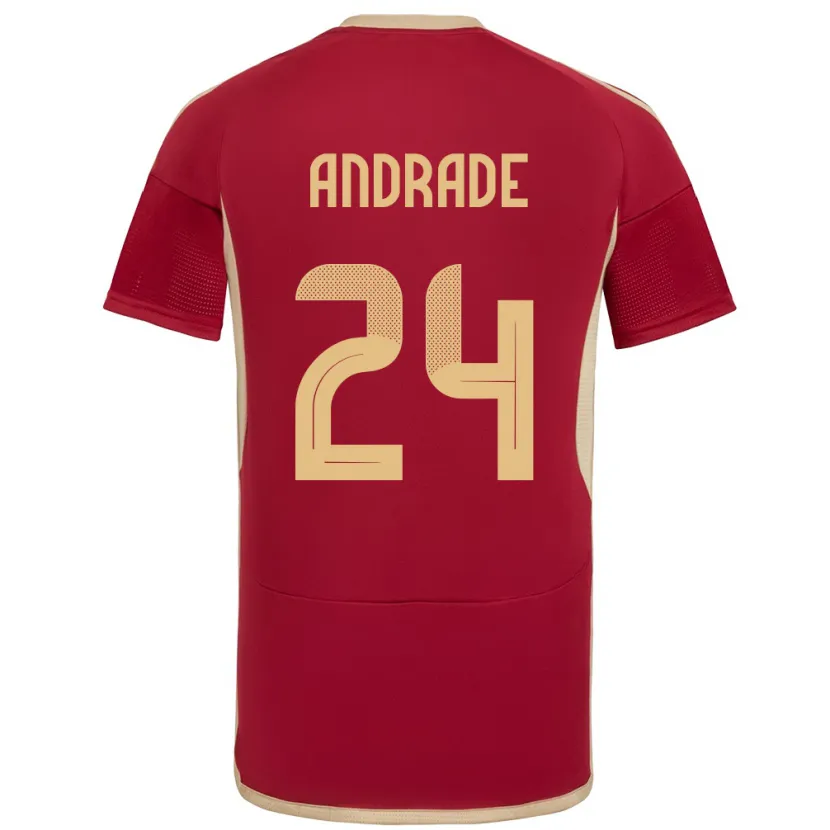 Danxen Børn Venezuela Kervin Andrade #24 Bourgogne Hjemmebane Spillertrøjer 24-26 Trøje T-Shirt