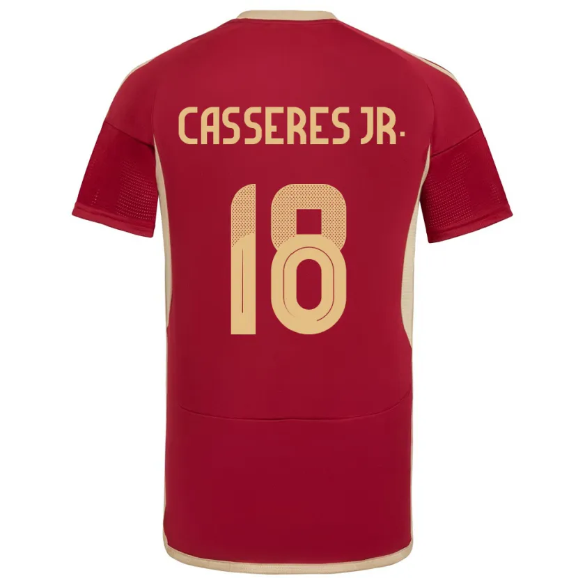 Danxen Børn Venezuela Cristian Cásseres Jr. #18 Bourgogne Hjemmebane Spillertrøjer 24-26 Trøje T-Shirt