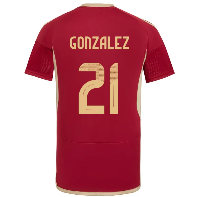 Danxen Børn Venezuela Alexander González #21 Bourgogne Hjemmebane Spillertrøjer 24-26 Trøje T-Shirt