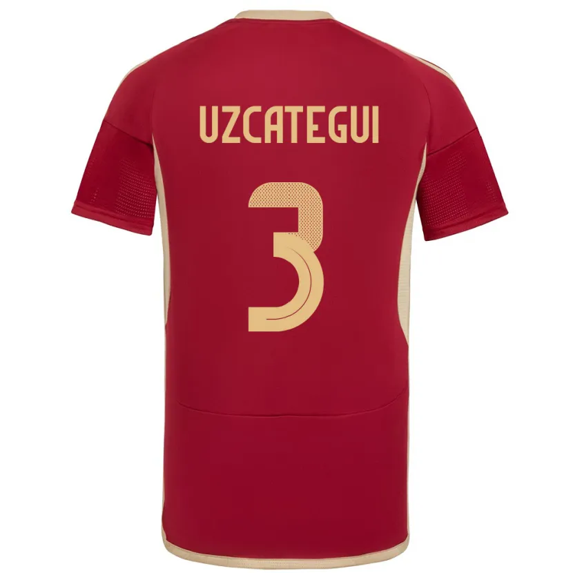 Danxen Børn Venezuela Rafael Uzcátegui #3 Bourgogne Hjemmebane Spillertrøjer 24-26 Trøje T-Shirt