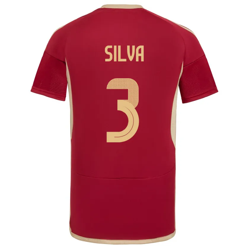 Danxen Børn Venezuela Santiago Silva #3 Bourgogne Hjemmebane Spillertrøjer 24-26 Trøje T-Shirt