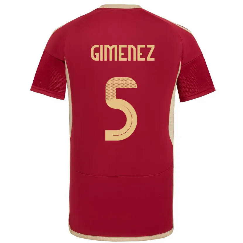 Danxen Børn Venezuela Yenifer Giménez #5 Bourgogne Hjemmebane Spillertrøjer 24-26 Trøje T-Shirt