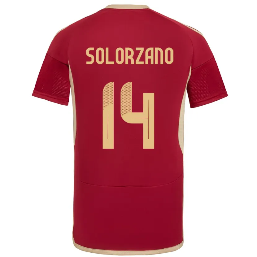 Danxen Børn Venezuela Fabiola Solórzano #14 Bourgogne Hjemmebane Spillertrøjer 24-26 Trøje T-Shirt