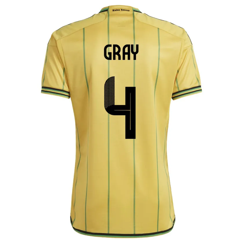 Danxen Børn Jamaica Tayvon Gray #4 Gul Hjemmebane Spillertrøjer 24-26 Trøje T-Shirt