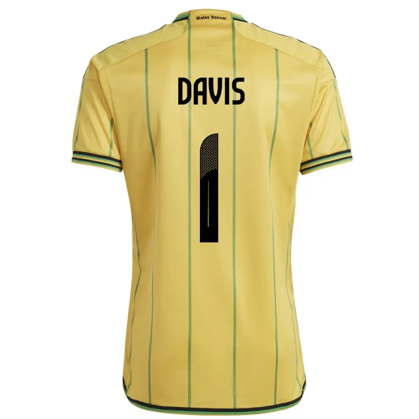 Danxen Børn Jamaica Shaquan Davis #1 Gul Hjemmebane Spillertrøjer 24-26 Trøje T-Shirt