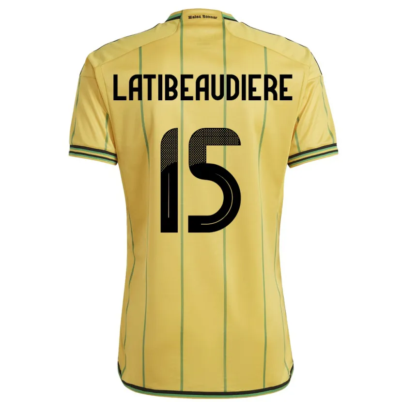 Danxen Børn Jamaica Joel Latibeaudiere #15 Gul Hjemmebane Spillertrøjer 24-26 Trøje T-Shirt