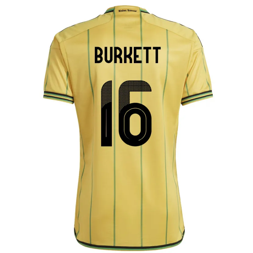 Danxen Børn Jamaica Brian Burkett #16 Gul Hjemmebane Spillertrøjer 24-26 Trøje T-Shirt