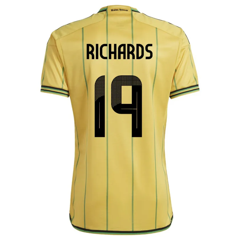 Danxen Børn Jamaica Davia Richards #19 Gul Hjemmebane Spillertrøjer 24-26 Trøje T-Shirt