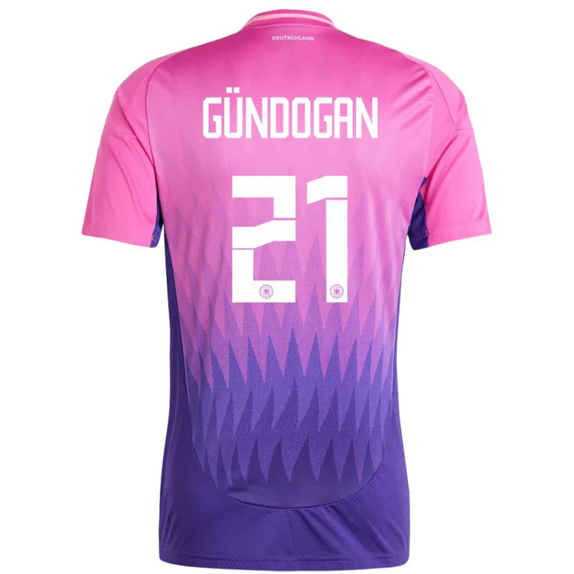 Danxen Børn Tyskland Ilkay Gundogan #21 Pink Lilla Udebane Spillertrøjer 24-26 Trøje T-Shirt