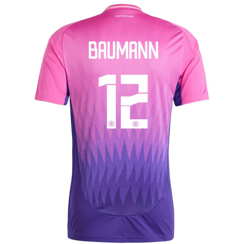 Danxen Børn Tyskland Oliver Baumann #12 Pink Lilla Udebane Spillertrøjer 24-26 Trøje T-Shirt